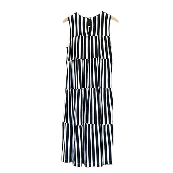 J.Crew Women's Tiered Tank Midi Dress in Navy Stripe Size S - Picture 2 of 11